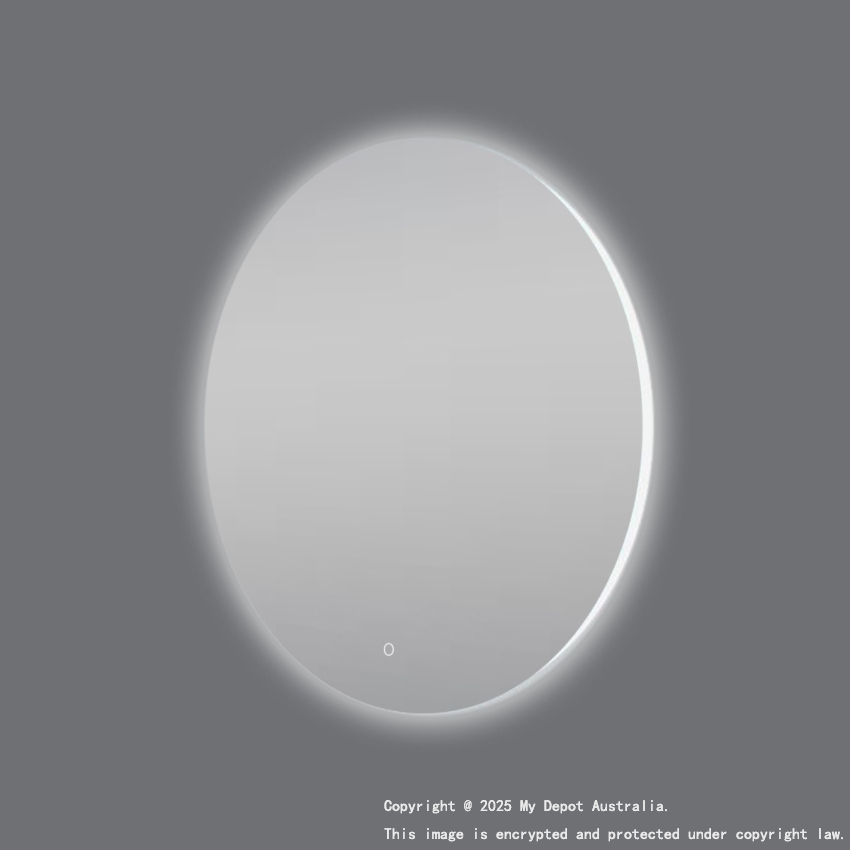 600mm Round 3 Color Lighting Backlit Acrylic LED Mirror Touch Sensor Switch Defogger Pad Wall Mounted