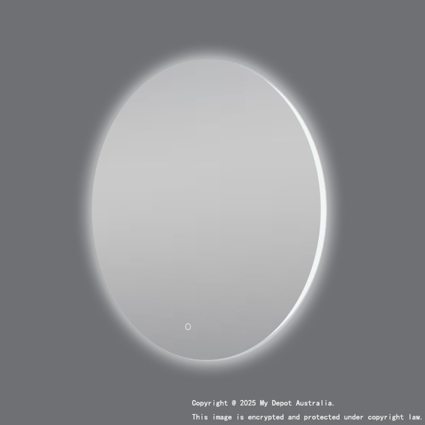 750mm Round 3 Color Lighting Backlit Acrylic LED Mirror Touch Sensor Switch Defogger Pad Wall Mounted