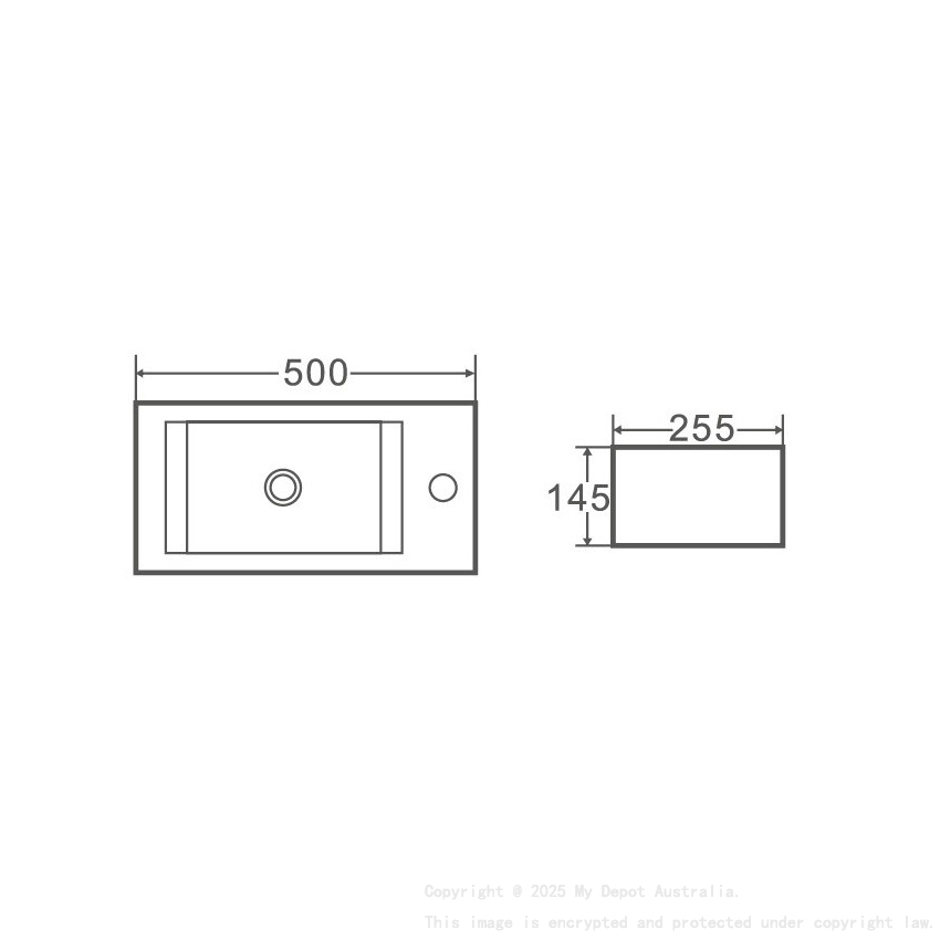 Wall Hung Basin With Overflow Right Side Tap Hole