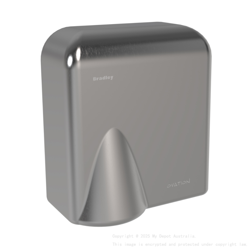 225WX282H X160Dmm Bradley Australia Map Auto Satin SS Hand Dryer