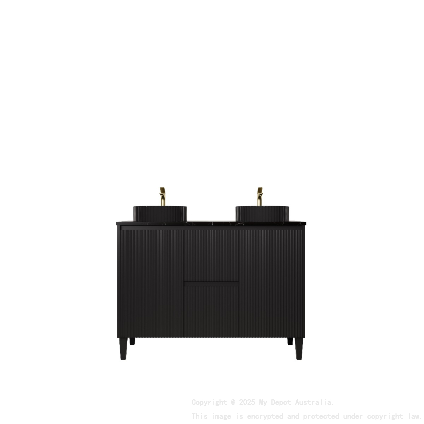 1190x455x860mm Matte Black Crete Modern Free Standing Vanity