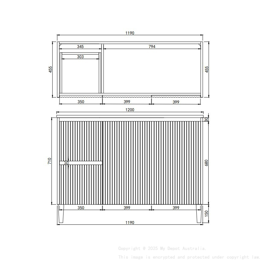 1190x455x860mm Matte Black Crete Modern Free Standing Vanity Left Hand Drawers