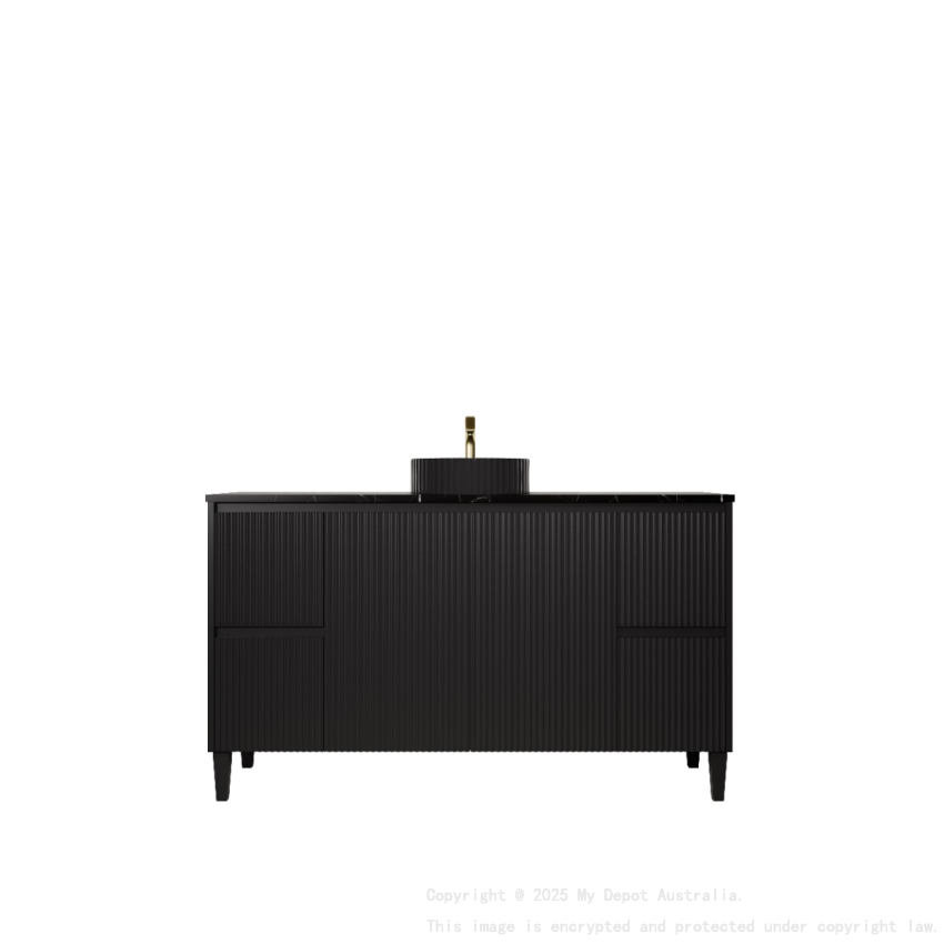 1490X455X860mm Matte Black Crete Modern Free Standing Vanity