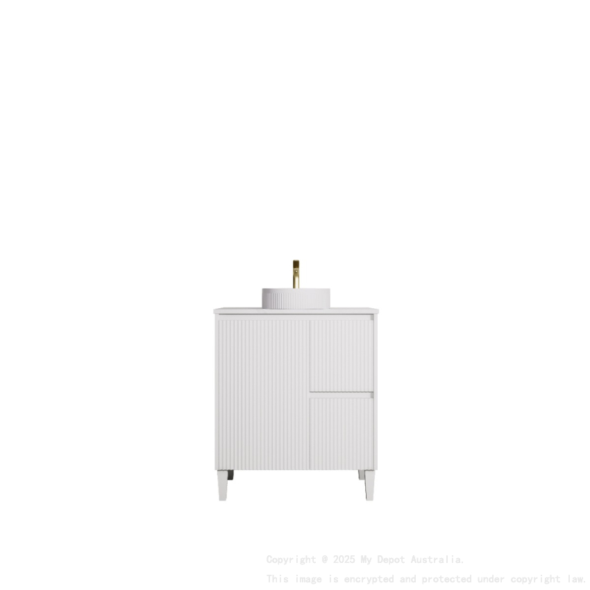 740x455x860mm Matte White Crete Modern Free Standing Vanity Right Hand Drawers