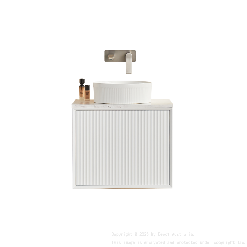 590X455X480mm Matte Black Kliff Modern Fluted Wall Hung Vanity PVC Cabinet