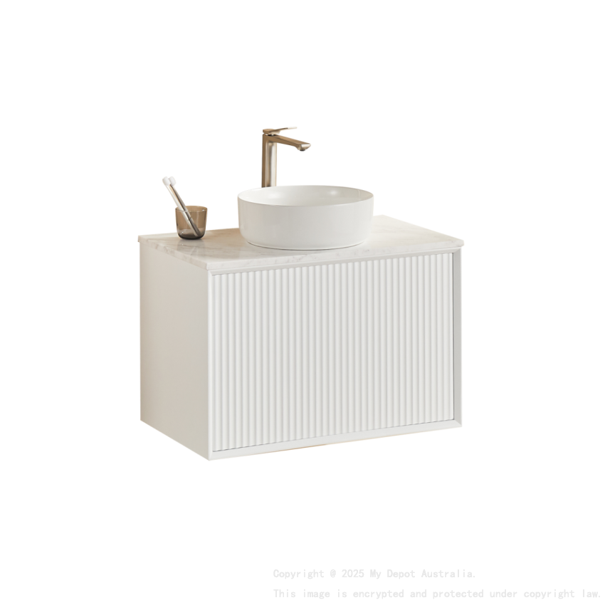 740X455X480mm Matte Black Kliff Modern Fluted Wall Hung Vanity PVC Cabinet