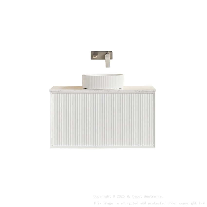 890X455X480mm Matte Black Kliff Modern Fluted Wall Hung Vanity PVC Cabinet