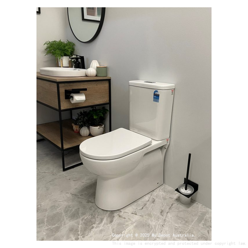 Moi Back To Wall Toilet Suite (Rimless) With Slim PP Seat Cover And Bottom Inlet Cistern T5B