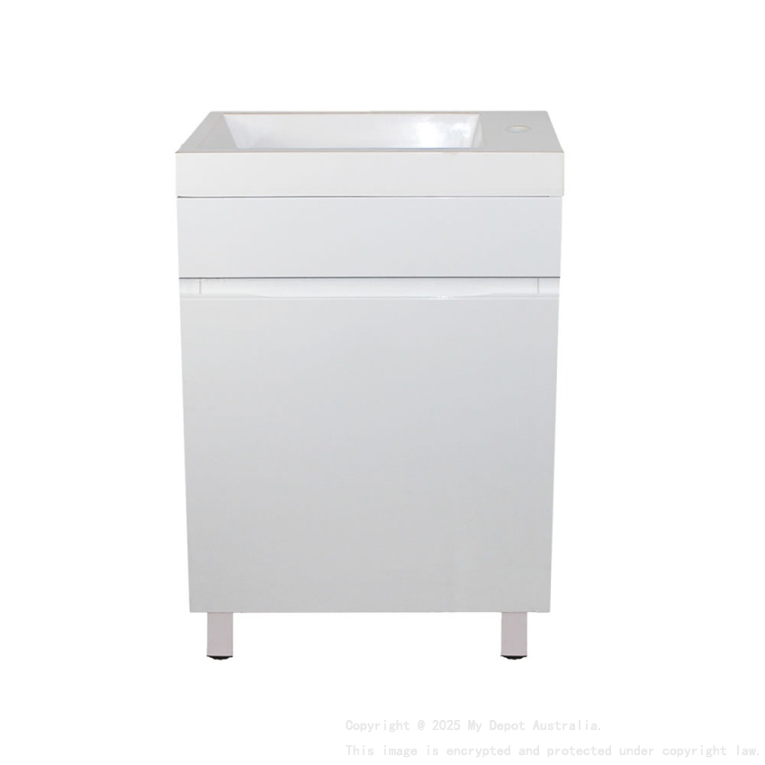 500mm Matte White MDF Bathroom Vanity Single Door Free Standing Cabinet Only