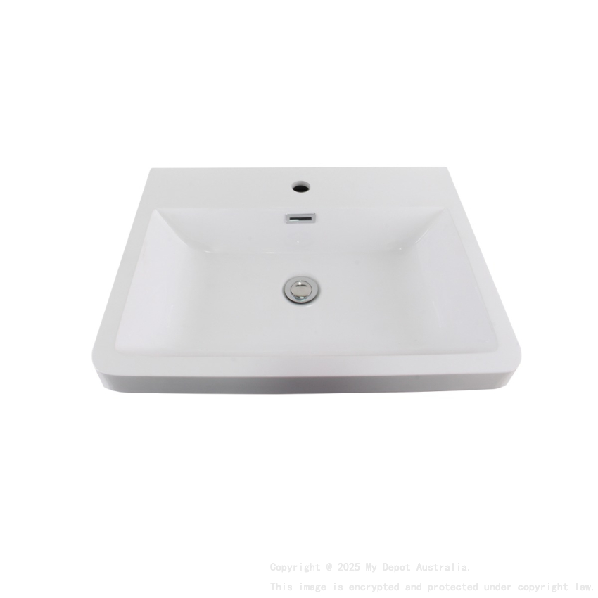 600mm O Shape Basin Poly Marble Top Round Edge
