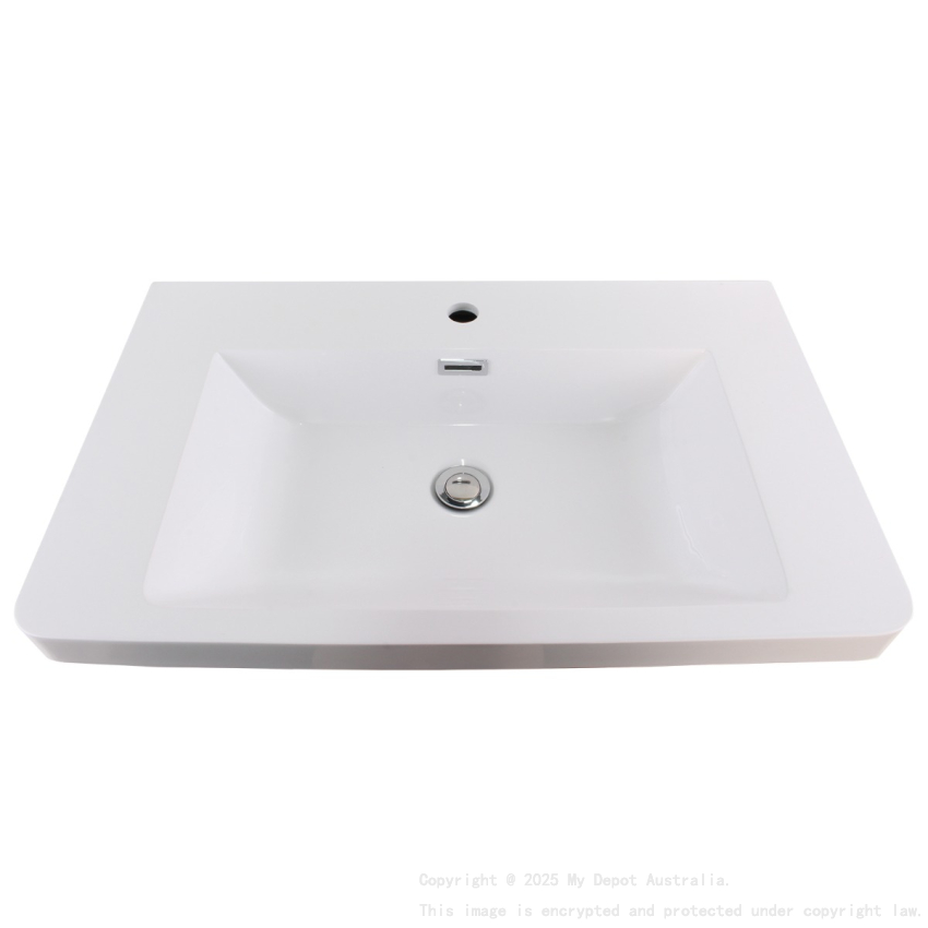 750mm O Shape Basin Poly Marble Top Round Edge