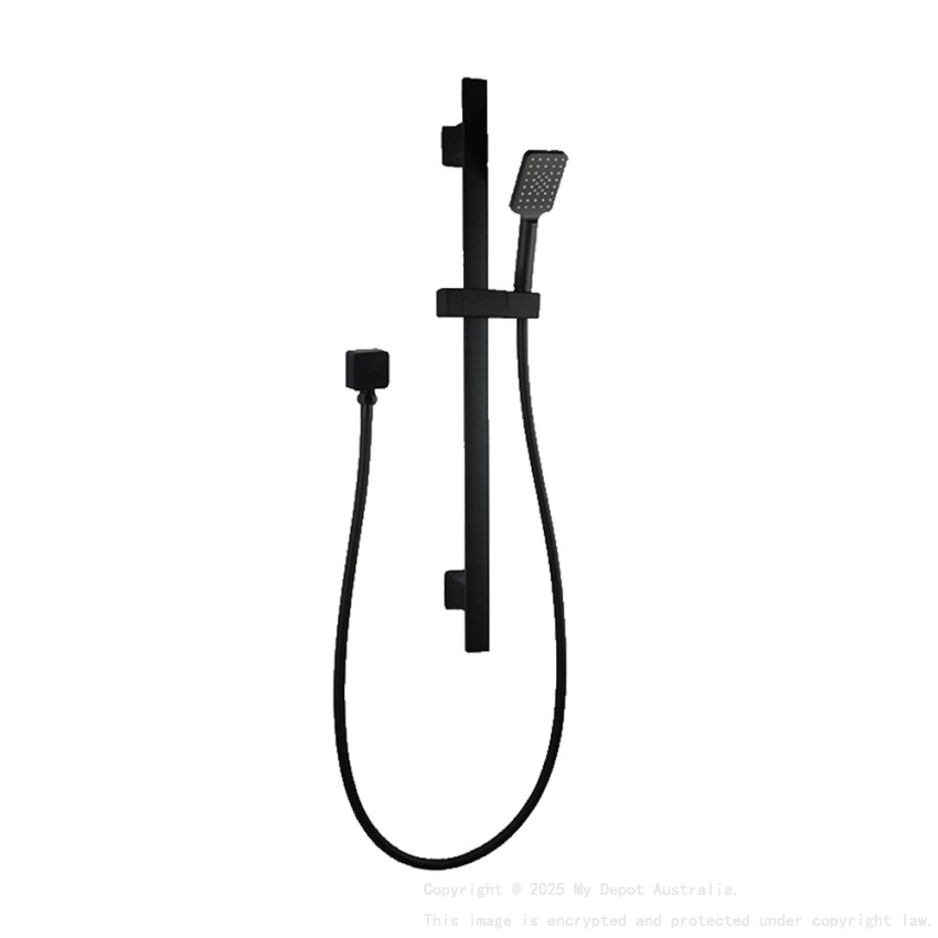 Square Black Handheld Shower With Rail