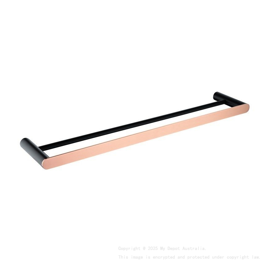 800mm 304 Stainless Steel Black & Rose Gold Double Towel Rail