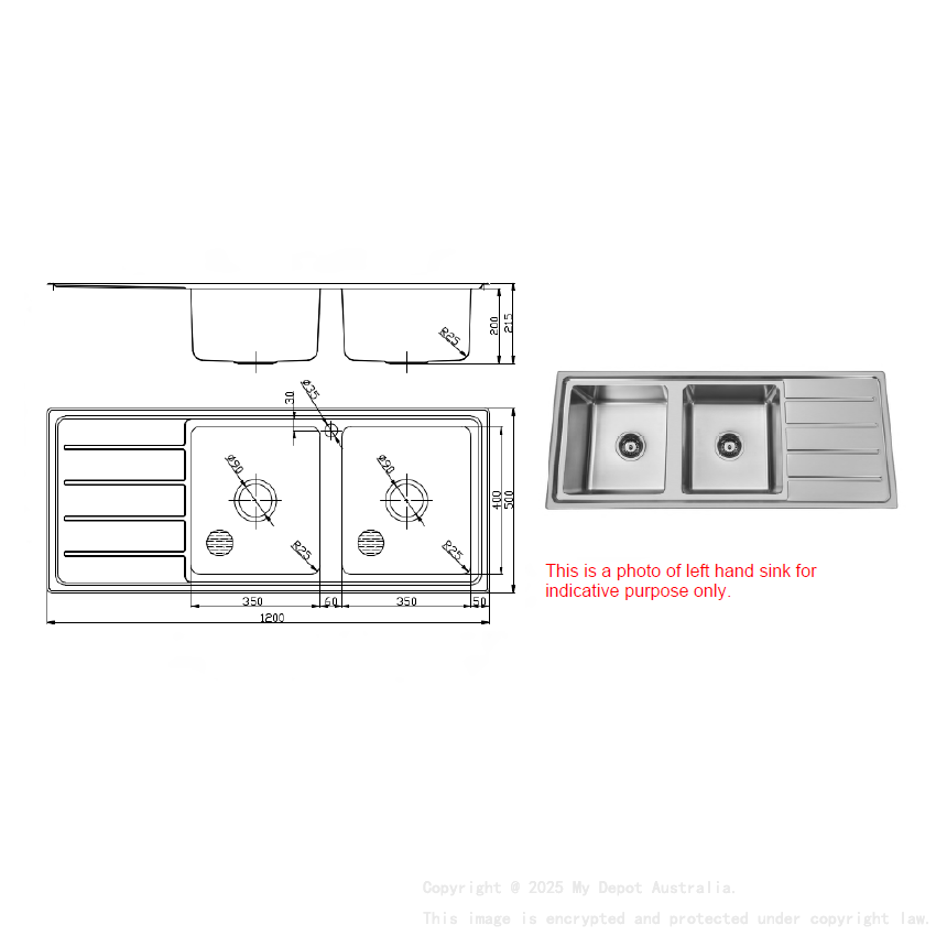 Stainless Steel Sink 1200x500x200
