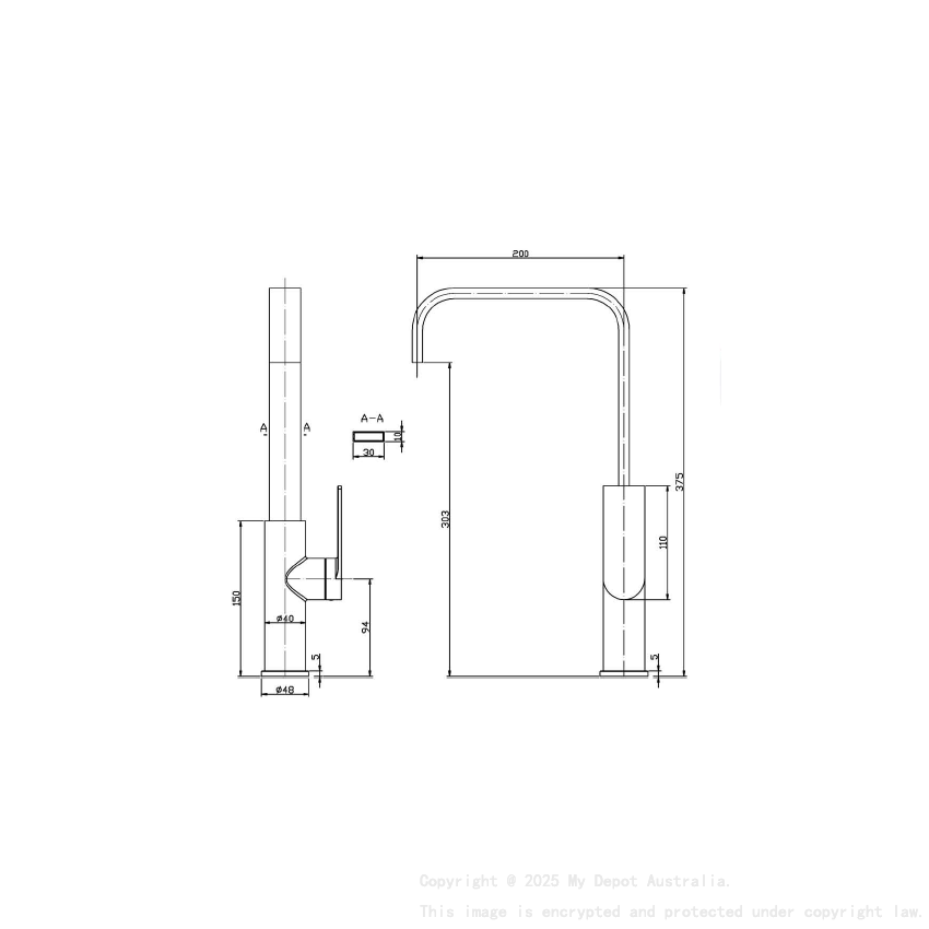 Ruki Solid Brass Kitchen Sink Mixer Chrome
