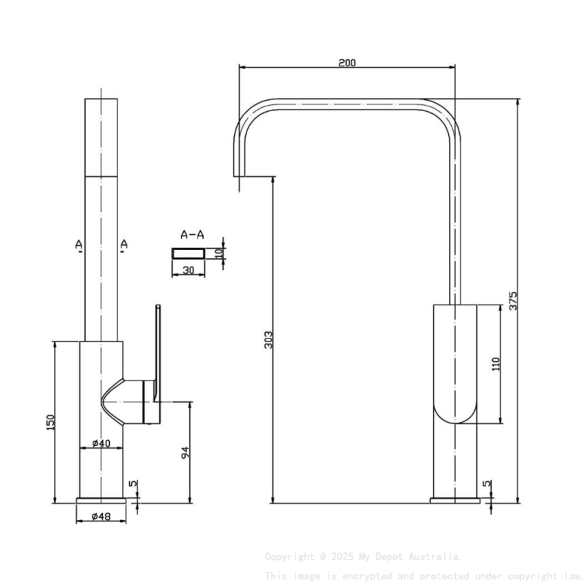 Ruki Sink Mixer Brushed Gold