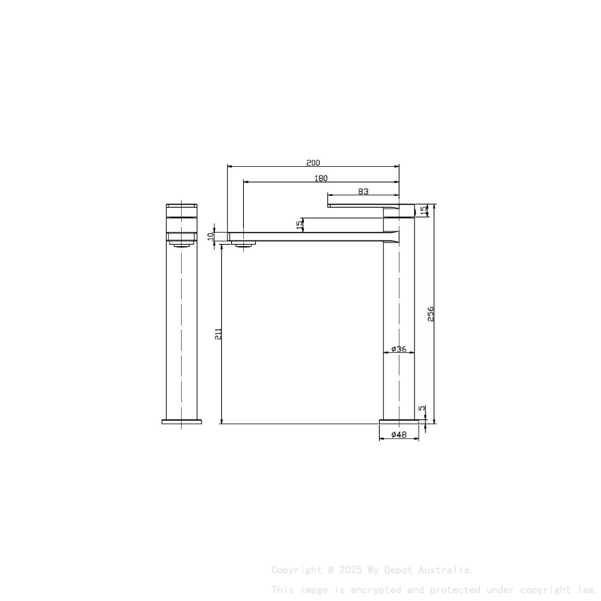 Ruki High Rise Basin Mixer Gunmetal