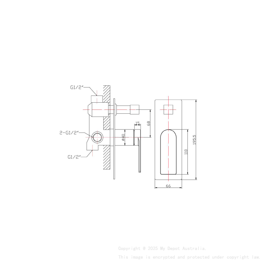 Ruki Wall Mixer with Diverter Chrome