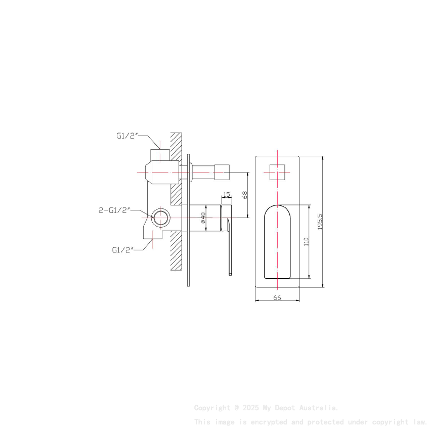 Ruki Wall Mixer with Diverter Gunmetal