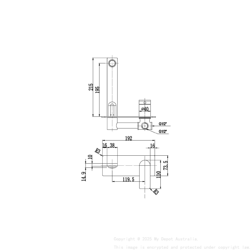 Ruki Wall Basin Mixer Matt Black