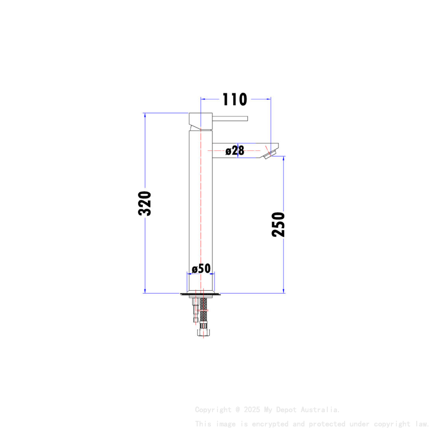 Otus Pin Handle High Rise Basin Mixer Chrome