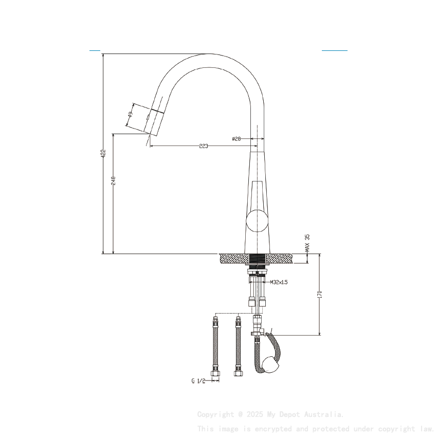 Luxa Pull Out  Sink Mixer  Gun Metal