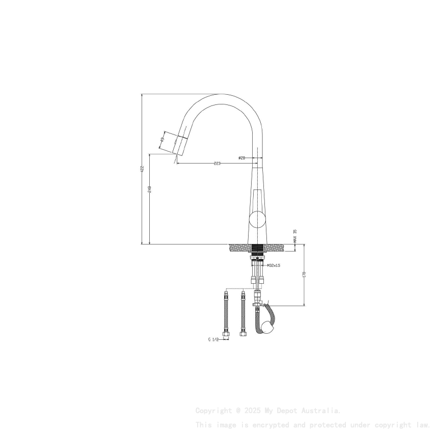 Otus Lux Pull Out Sink Mixer Chrome