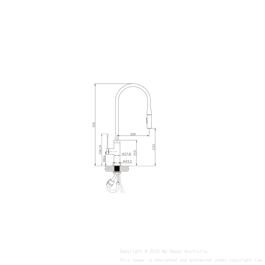 Aziz Pull Out Sink Mixer In Brushed Gold