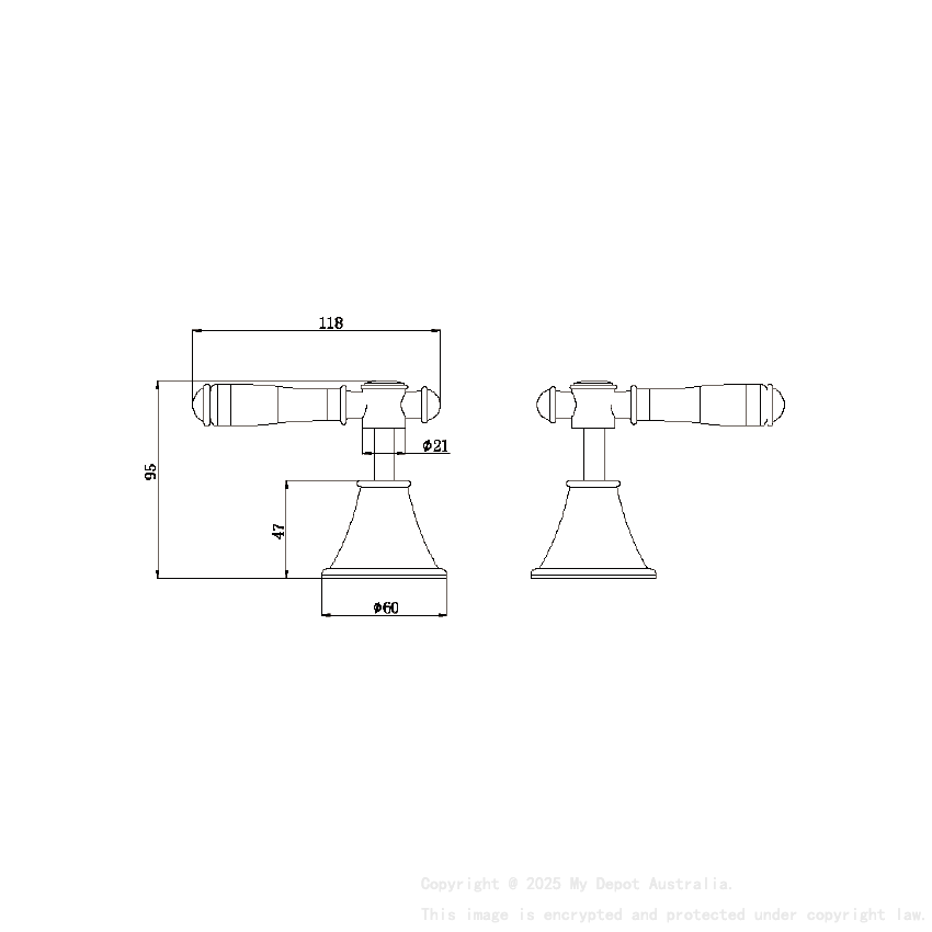 Clasico Wall Top Assemblies in Matt Black