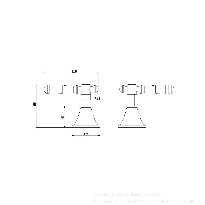 Clasico Wall Top Assemblies Ceramic Handle in Brushed Gold