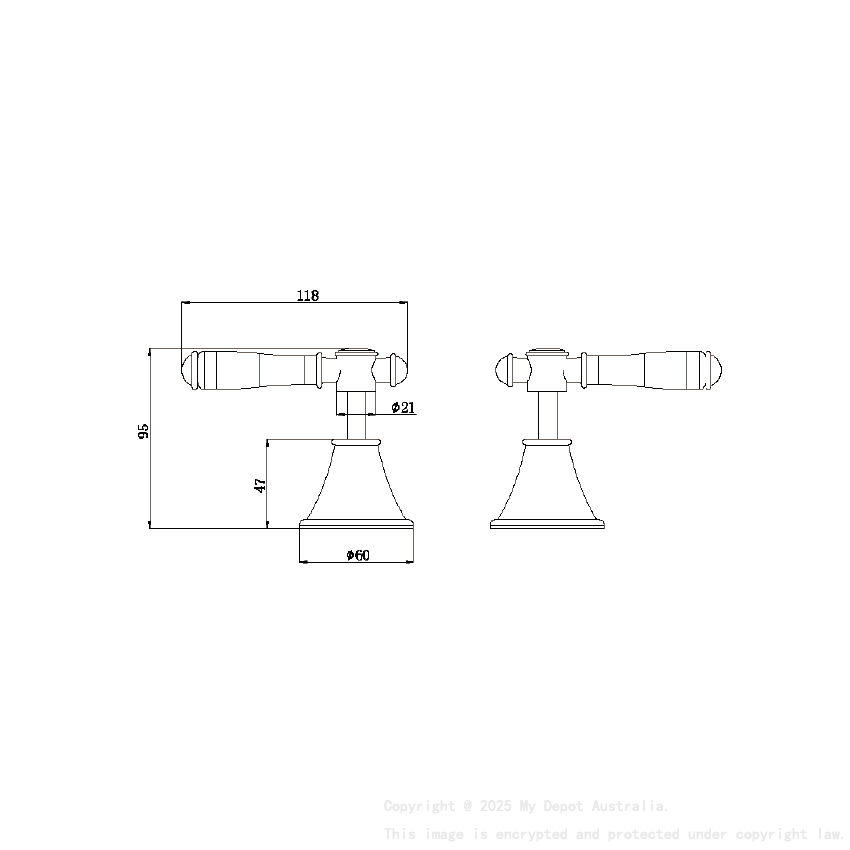 Clasico Wall Top Assemblies Ceramic Handle