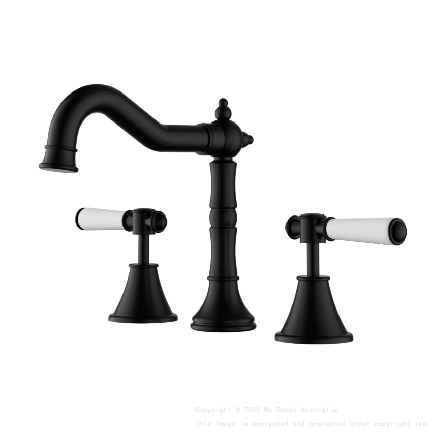 Clasico Basin Set Ceramic Handle in Matt Black