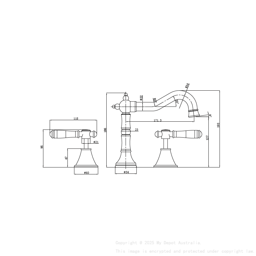 Clasico Basin Set Ceramic Handle in Matt Black