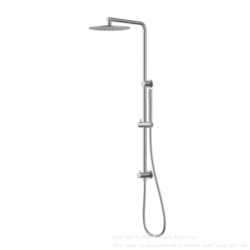 Cora Round Multi-function Shower Set Brushed Stainless Steel,250mm Plastic Shower Head