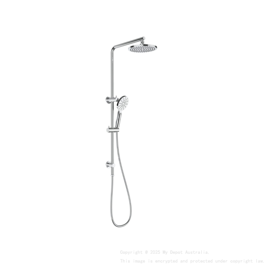 New Cora Round Multi-function Shower Set Chrome, 250mm Plastic Shower Head