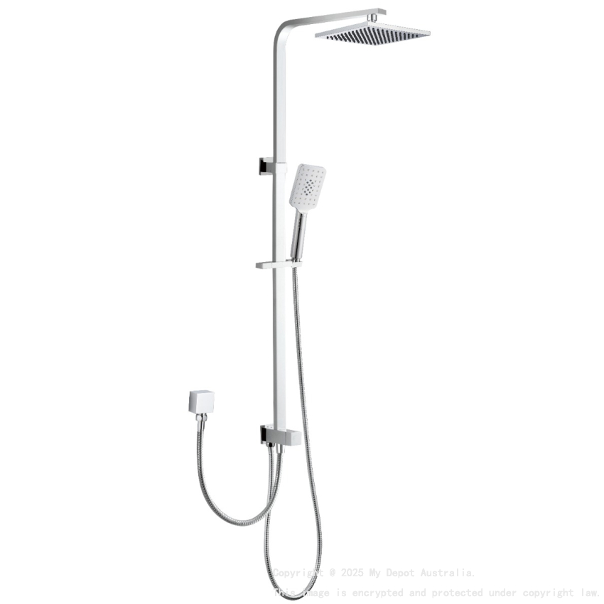 Eden Square Multi-function Shower Set Two Hoses Chrome, 200mm Plastic Shower Head