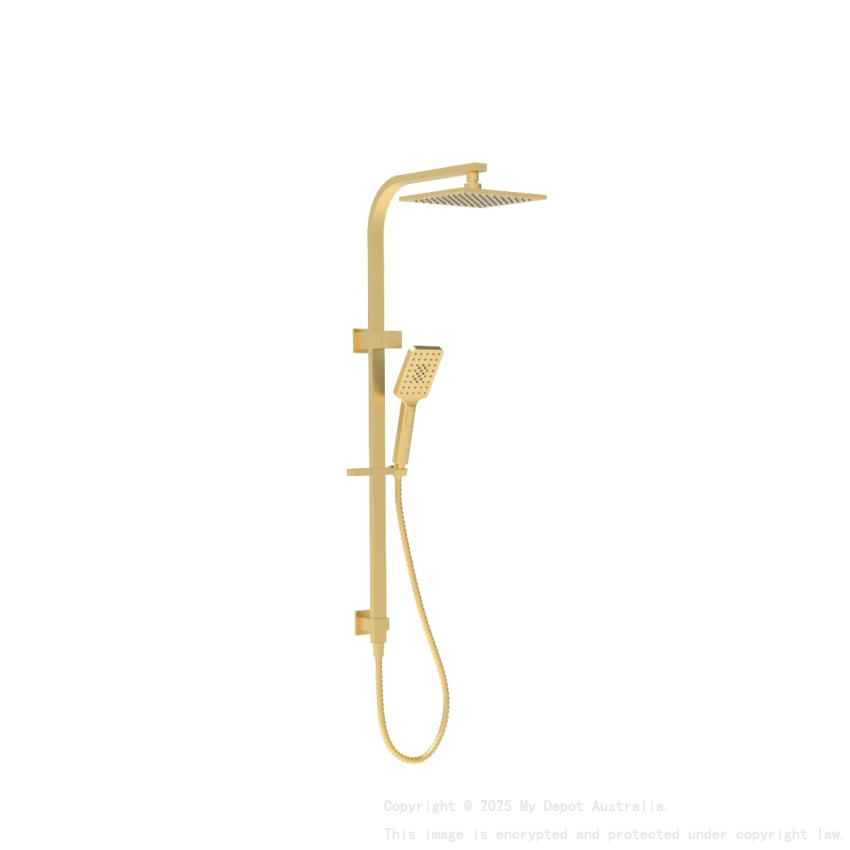Eden Square Multi-function Shower Set Brushed Gold, 200mm Plastic Shower Head