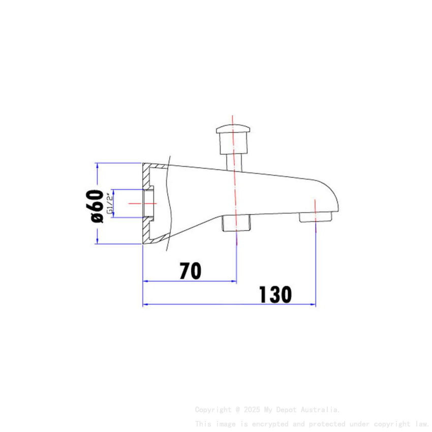 Yale Round Bath Spout With Diverter Chrome