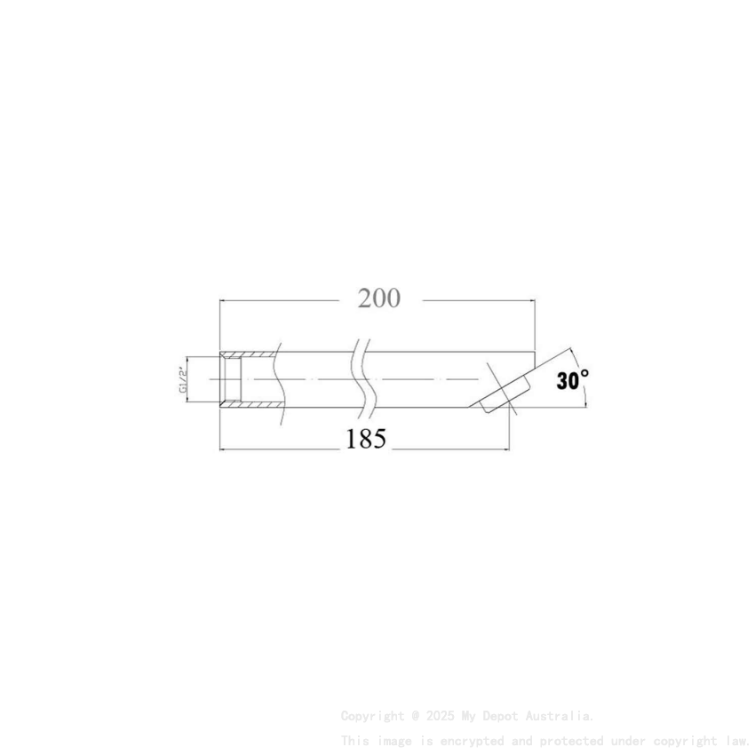 Yale Square Bath Spout 200mm Chrome