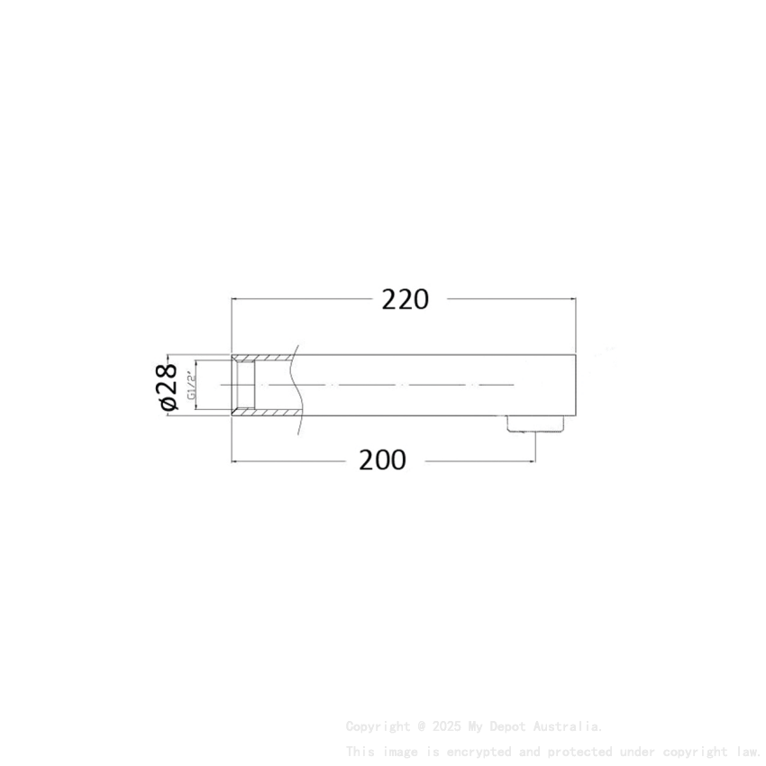 Yale Bath Spout Chrome L:220mm 
