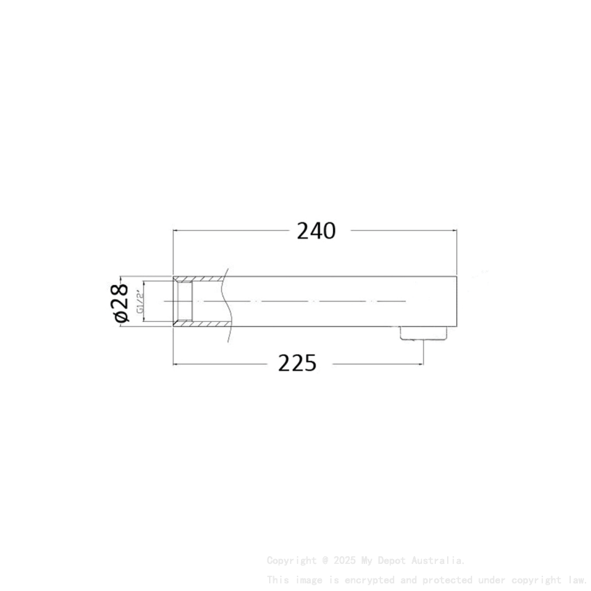 Yale Bath Spout Chrome L:240mm