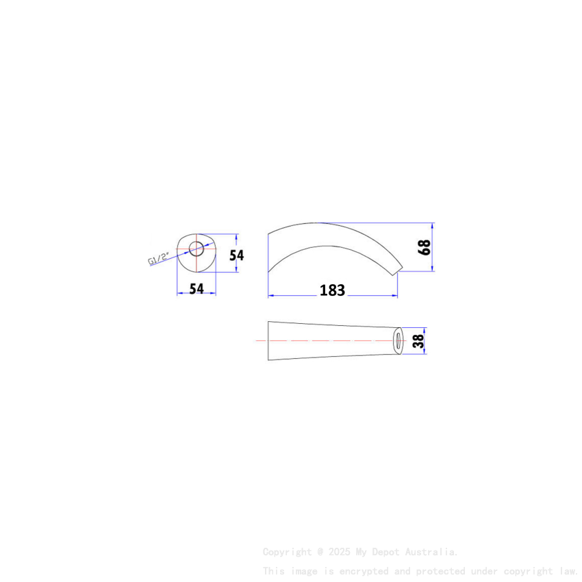 Yale Round Crescent Shaped Bath Spout Chrome