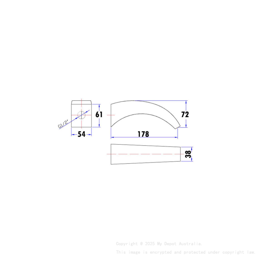 Yale Square Crescent Shaped Bath Spout Chrome