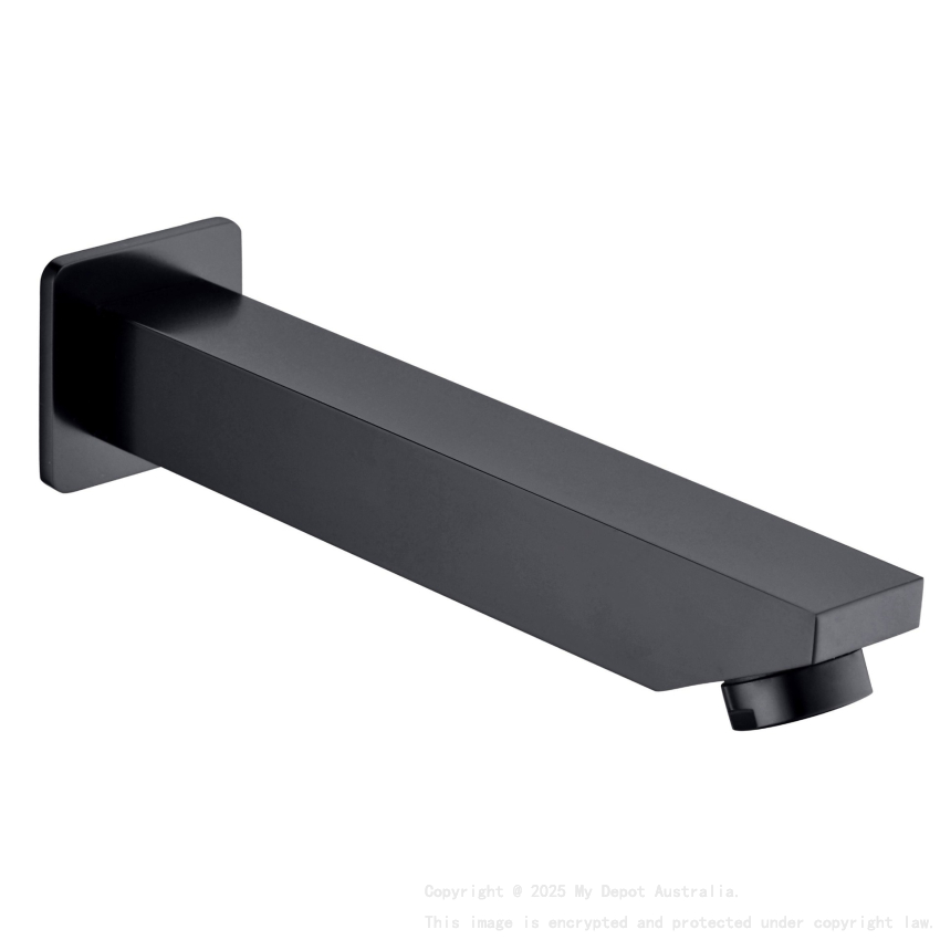 Yale Square Bath Spout 200mm Matt Black