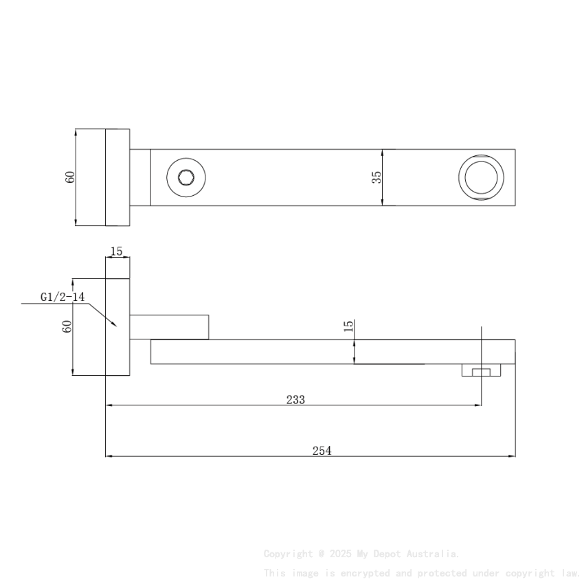 Rosa Swivel Bath Spout Matt Black