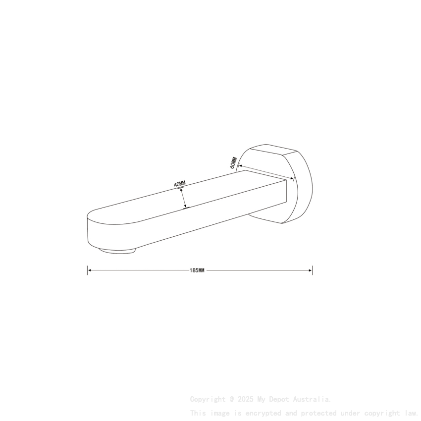 Yale Bath Spout 185mm Chrome