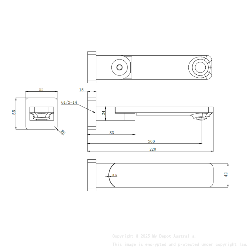 Ruki Swivel Bath Spout Brushed 
Gold