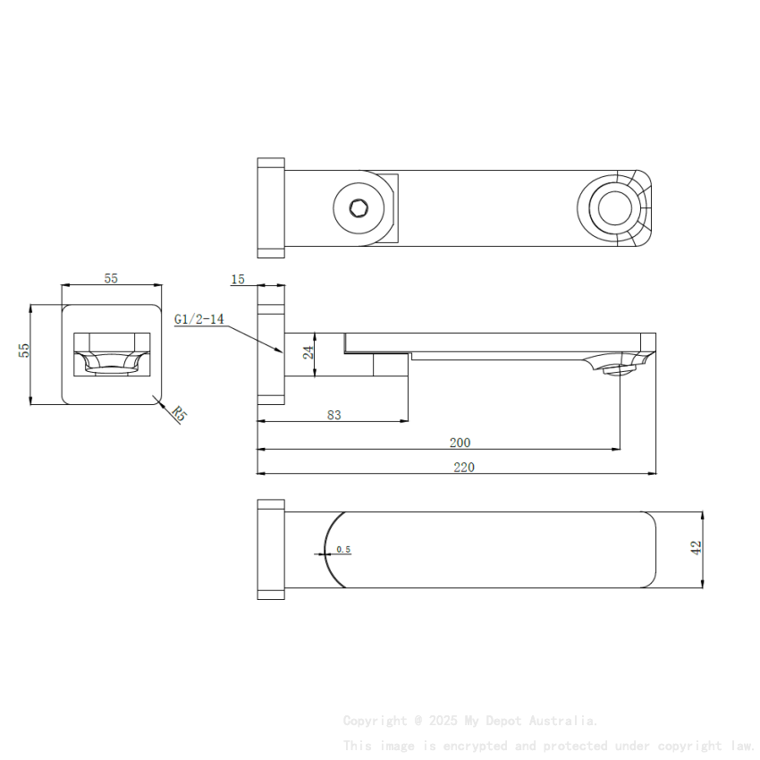 Ruki Swivel Bath Spout Gun 
Metal