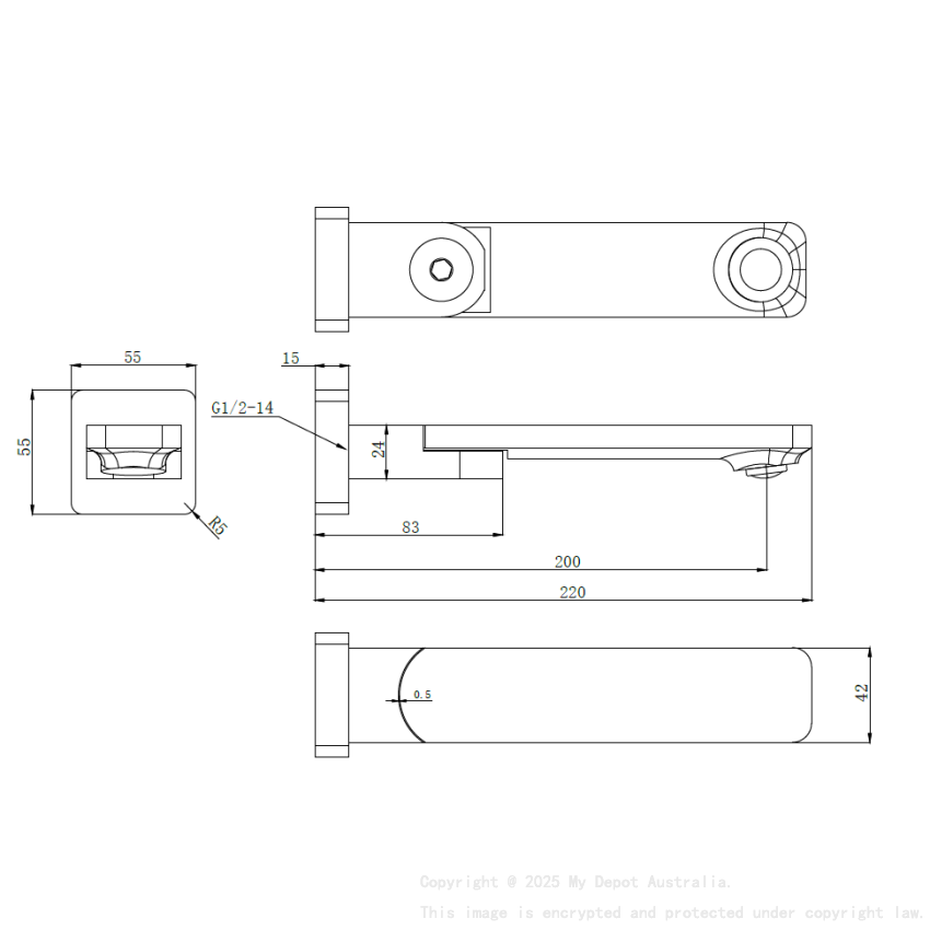 Ruki Swivel Bath Spout Matt 
Black