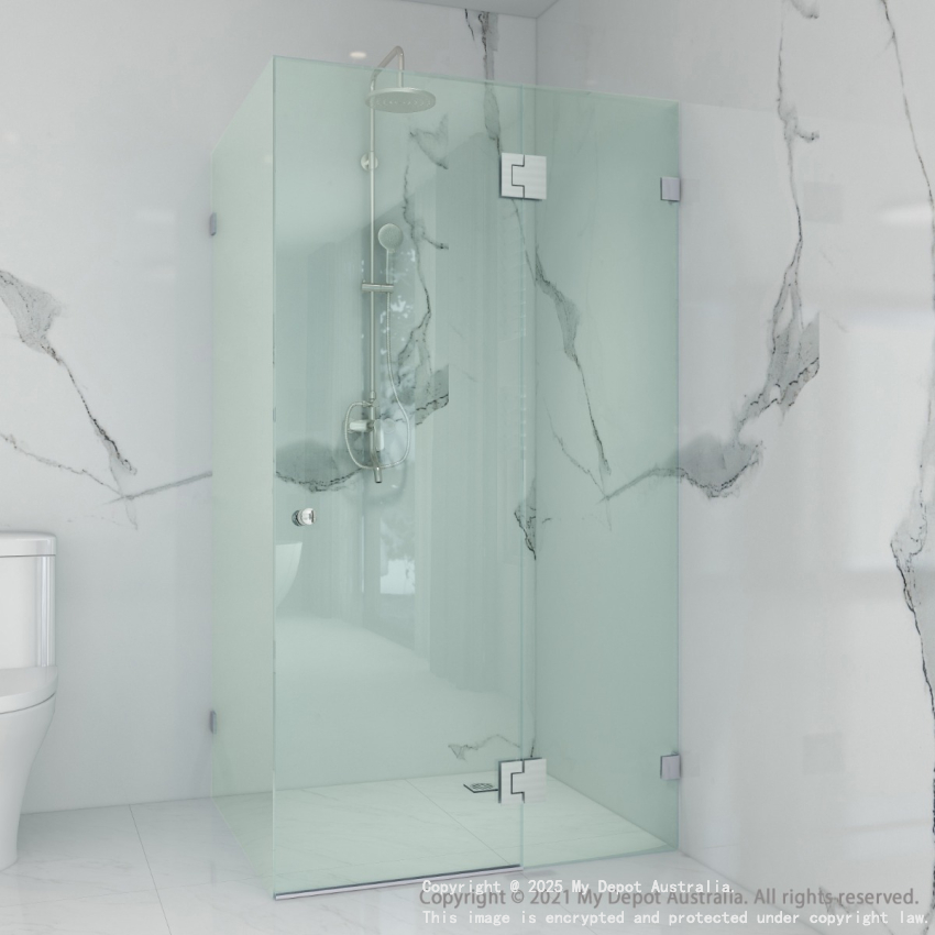 10mm Corner Frameless Shower Screens, L Shape, Pivot Door